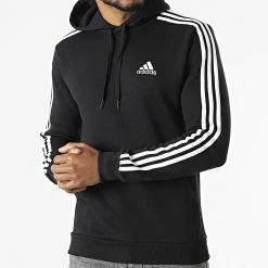 De gros 🧨 Sweat Capuche 3 Stripes GK9072 Noir de Adidas Performance 🔥 -Pas Cher adidas Magasin adidas 296013 GK9072 20220216T145428 05