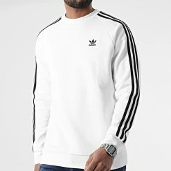 Bon marché ❤️ Sweat Crewneck A Bandes HE9483 Blanc de Adidas Originals ⌛ -Pas Cher adidas Magasin adidas 296329 HE9483 20211228T161339 05
