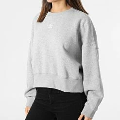 Budget 🔥 Sweat Crewneck Femme HF7478 Gris Chiné de Adidas Originals 🛒