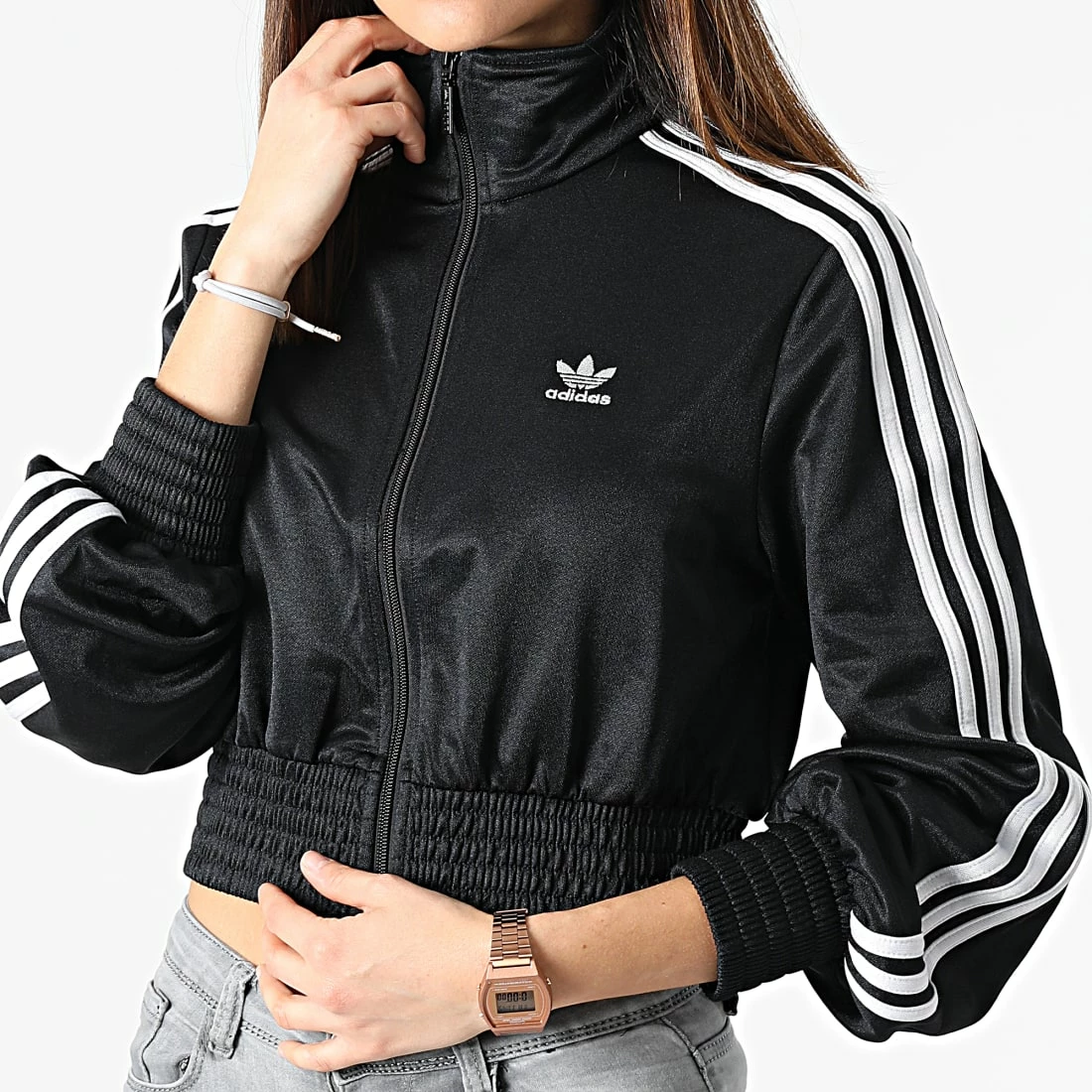 Vente flash 😍 Veste Zippée Crop Femme A Bandes HF7535 Noir de Adidas Originals 🥰 3 Vente flash 😍 Veste Zippée Crop Femme A Bandes HF7535 Noir de Adidas Originals 🥰