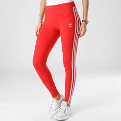 Le moins cher ⌛ Legging Femme A Bandes 3 Stripes HD2348 Rouge de Adidas Originals ❤️