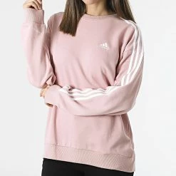 Meilleur prix 😍 Sweat Crewneck A Bandes Femme HC9125 Rose de Adidas Performance 😀
