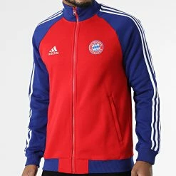 Grosses soldes 😀 Veste Zippée A Bandes FC Bayern H67174 Rouge Bleu Roi de Adidas Performance ⌛