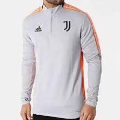 Remise 😉 Sweat Col Zippé Juventus H67121 Gris de Adidas Performance 🔔