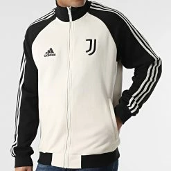 Meilleure vente 🎉 Veste Zippée A Bandes Juventus H67146 Beige Noir de Adidas Performance 😉 -Pas Cher adidas Magasin adidas 297982 H67146 20220117T120811 03