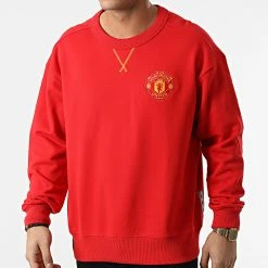 Budget 🥰 Sweat Crewneck Manchester United H63992 Rouge de Adidas Performance 🤩