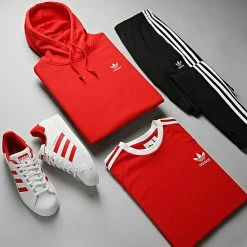 Le moins cher 💯 Tee 👕 Shirt Manches Longues A Bandes HE9532 Rouge de Adidas Originals ⭐ -Pas Cher adidas Magasin adidas 298428 HE9532 20220114T150132 06