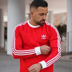 Le moins cher 💯 Tee 👕 Shirt Manches Longues A Bandes HE9532 Rouge de Adidas Originals ⭐ -Pas Cher adidas Magasin adidas 298428 HE9532 20220302T094517 06