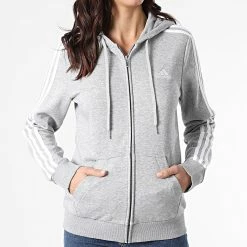 Meilleure vente 🎉 Sweat Capuche Zippé Femme GL0802 Gris Chiné de Adidas Performance 🔔 -Pas Cher adidas Magasin adidas 300178 GL0802 20220214T164530 03