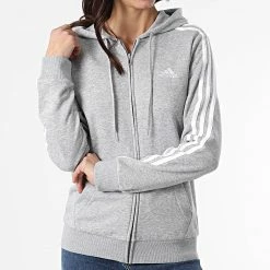 Meilleure vente 🎉 Sweat Capuche Zippé Femme GL0802 Gris Chiné de Adidas Performance 🔔 -Pas Cher adidas Magasin adidas 300178 GL0802 20220214T164533 05
