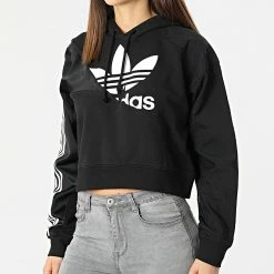 Meilleur prix ⭐ Sweat Capuche Femme Crop HC7050 Noir de Adidas Originals 😍 -Pas Cher adidas Magasin adidas 300193 HC7050 20220128T155059 03