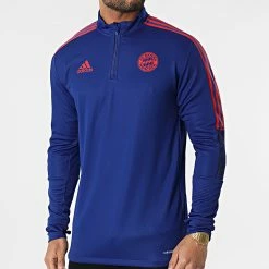 Budget 🧨 Sweat Col Zippé FC Bayern Munich HA2541 Bleu Roi de Adidas Performance ❤️