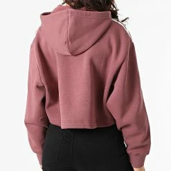 Meilleure vente 🥰 Sweat Capuche Femme Crop A Bandes HC7531 Bordeaux de Adidas Originals 😉 -Pas Cher adidas Magasin adidas 300934 HC7531 20220301T143434 06