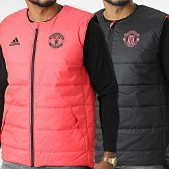 Meilleure vente ❤️ Doudoune Sans Manches Réversible Manchester United FC HG1248 Noir Rouge de Adidas Performance 🌟