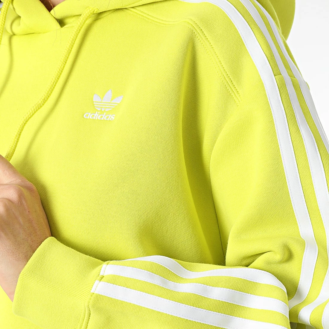 Grosses soldes 🥰 Sweat Capuche Femme Crop A Bandes HC7532 Vert Fluo de Adidas Originals 💯 6 Grosses soldes 🥰 Sweat Capuche Femme Crop A Bandes HC7532 Vert Fluo de Adidas Originals 💯 – Image 4
