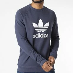 Grosses soldes 🎁 Sweat Crewneck Trefoil HE9490 Bleu Marine de Adidas Originals 🤩 -Pas Cher adidas Magasin adidas 303005 HE9490 20220215T155957 03