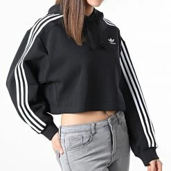 Grosses soldes ⭐ Sweat Capuche Femme Crop HC2016 Noir de Adidas Originals 😍 -Pas Cher adidas Magasin adidas 303881 HC2016 20220223T154748 05