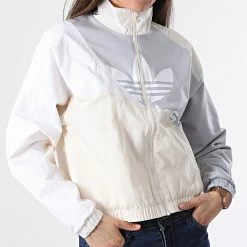 Bon marché 🌟 Veste Zippée Femme HC7054 Beige Gris de Adidas Originals ✨