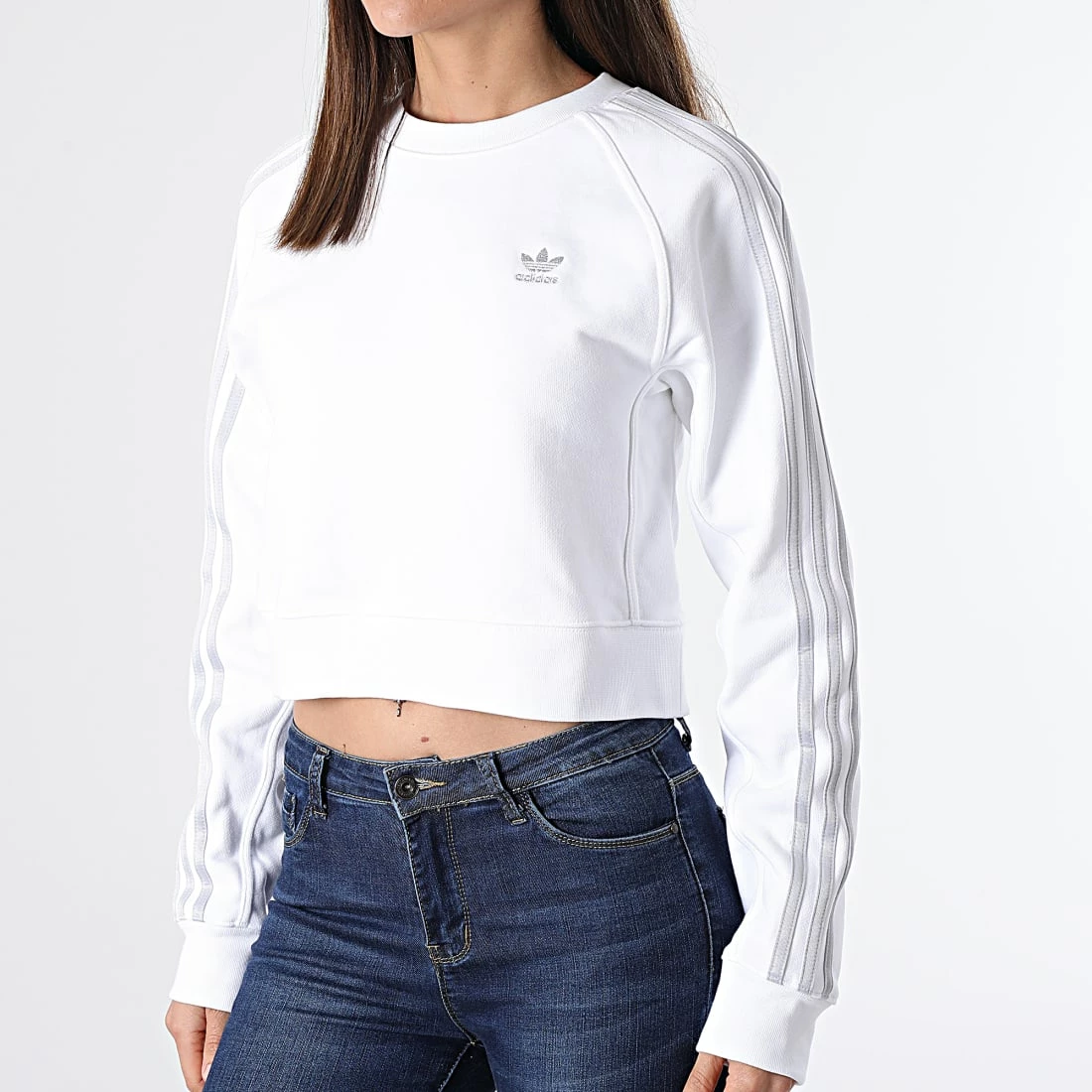 Vente flash 💯 Sweat Crewneck Femme Crop HF7531 Blanc de Adidas Originals ✨ 5 Vente flash 💯 Sweat Crewneck Femme Crop HF7531 Blanc de Adidas Originals ✨ – Image 3