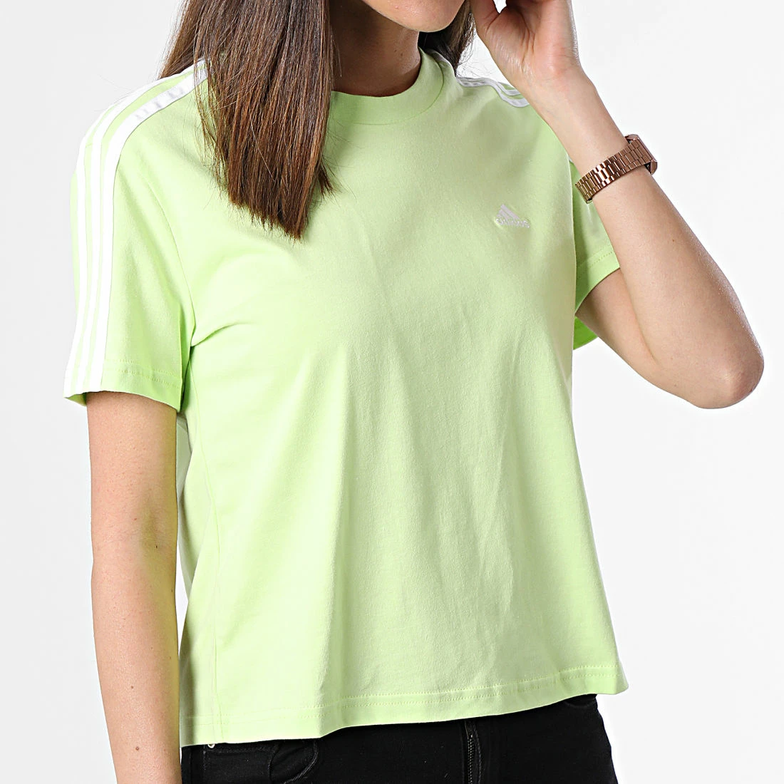 De gros 🔔 Tee 👚 Shirt Femme 3 Stripes HF7246 Vert de Adidas Performance ⌛ 3 De gros 🔔 Tee 👚 Shirt Femme 3 Stripes HF7246 Vert de Adidas Performance ⌛