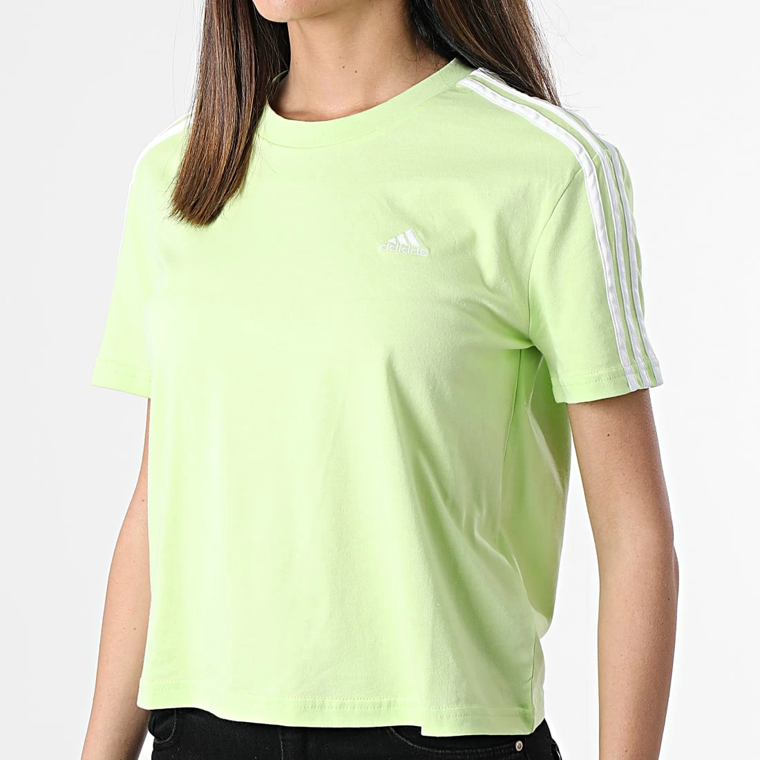 De gros 🔔 Tee 👚 Shirt Femme 3 Stripes HF7246 Vert de Adidas Performance ⌛ 5 De gros 🔔 Tee 👚 Shirt Femme 3 Stripes HF7246 Vert de Adidas Performance ⌛ – Image 3