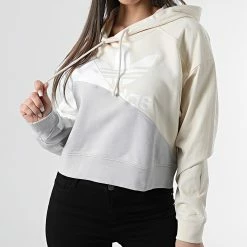 Nouveau 😀 Sweat Capuche Femme HC7037 Beige de Adidas Originals 🎁 -Pas Cher adidas Magasin adidas 306960 HC7037 20220310T150906 05