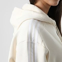 Vente flash 👍 Sweat Capuche Femme Crop HC2018 Beige de Adidas Originals 🔥 -Pas Cher adidas Magasin adidas 308325 HC2018 20220310T160602 04