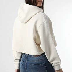 Vente flash 👍 Sweat Capuche Femme Crop HC2018 Beige de Adidas Originals 🔥 -Pas Cher adidas Magasin adidas 308325 HC2018 20220310T160604 06