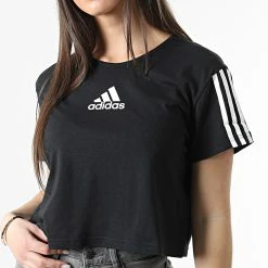Remise ⭐ Tee 👕 Shirt Femme Crop HA1192 Noir de Adidas Performance 🤩 -Pas Cher adidas Magasin adidas 308530 HA1192 20220310T161328 03