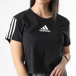 Remise ⭐ Tee 👕 Shirt Femme Crop HA1192 Noir de Adidas Performance 🤩 -Pas Cher adidas Magasin adidas 308530 HA1192 20220310T161331 05