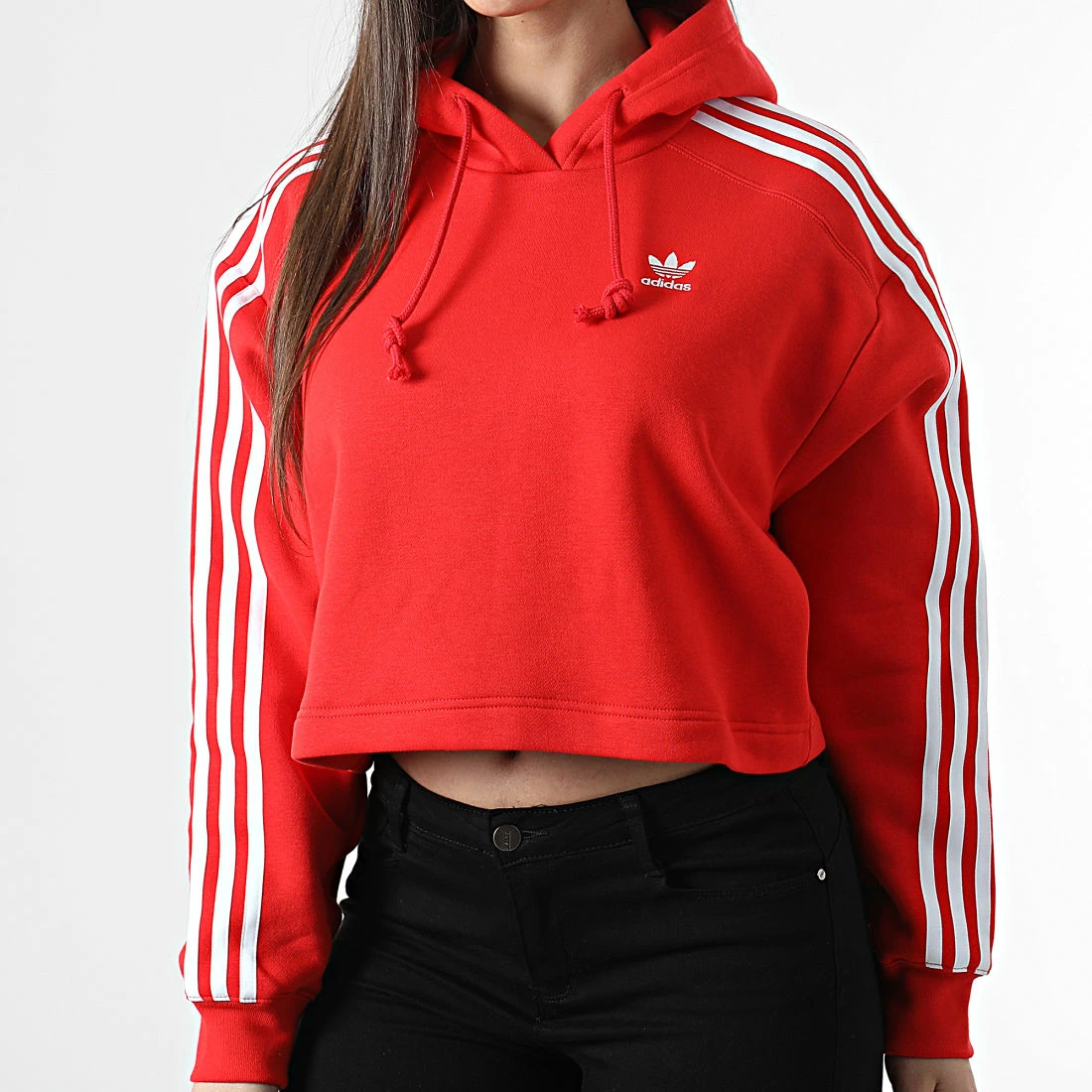 Budget 😍 Sweat Capuche Femme Crop HC2017 Rouge de Adidas Originals 😀 5 Budget 😍 Sweat Capuche Femme Crop HC2017 Rouge de Adidas Originals 😀 – Image 3