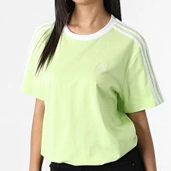 Nouveau 🎁 Tee 👕 Shirt Femme A Bandes 3 Stripes HF7256 Vert de Adidas Performance 👍 -Pas Cher adidas Magasin adidas 313674 HF7256 20220415T155905 03