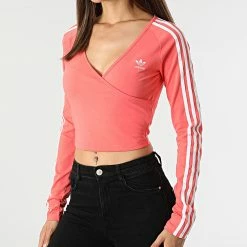 Nouveau 🎉 Tee 👚 Shirt Manches Longues Femme Crop HC2050 Rose de Adidas Originals 😀 -Pas Cher adidas Magasin adidas 316241 HC2050 20220512T160516 03