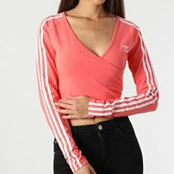 Nouveau 🎉 Tee 👚 Shirt Manches Longues Femme Crop HC2050 Rose de Adidas Originals 😀 -Pas Cher adidas Magasin adidas 316241 HC2050 20220512T160519 05