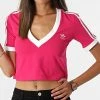 Bon marché 💯 Tee 👚 Shirt Femme Crop Col V A Bandes HG6595 Rose Fushia de Adidas Originals 😍 -Pas Cher adidas Magasin adidas 319687 HG6595 20220601T123830 01