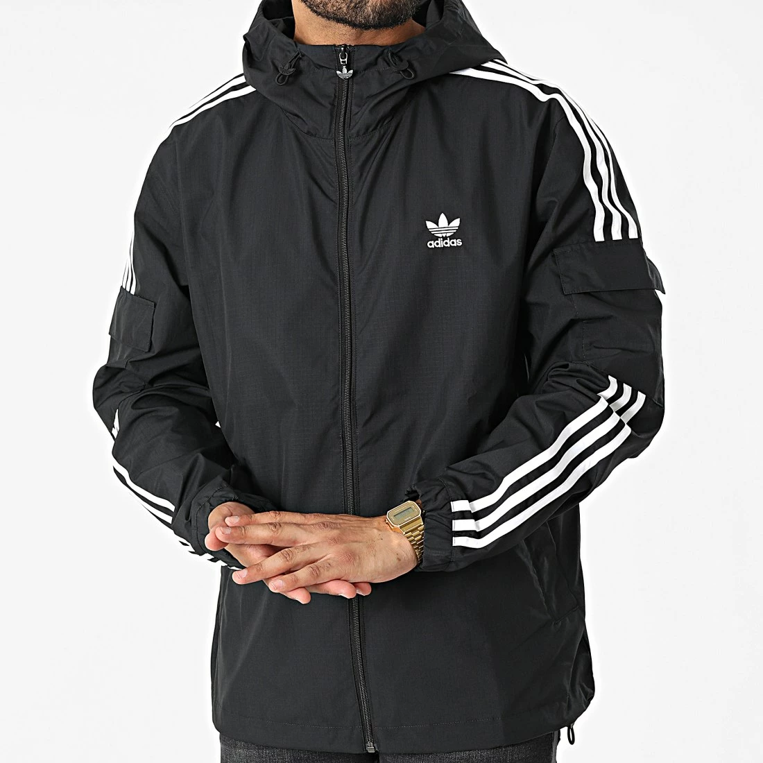 Meilleure vente ⭐ Veste Zippée Capuche A Bandes GN3475 Noir de Adidas Originals 😍 5 Meilleure vente ⭐ Veste Zippée Capuche A Bandes GN3475 Noir de Adidas Originals 😍 – Image 3