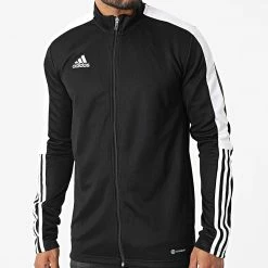 Nouveau 🤩 Veste Zippée A Bandes H60019 Noir de Adidas Performance 🥰