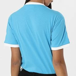 Le moins cher 🌟 Tee 👕 Shirt Femme A Bandes 3 Stripes HC1963 Bleu de Adidas Originals 🧨 -Pas Cher adidas Magasin adidas 321048 HC1963 20220531T150113 04
