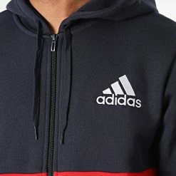 Nouveau 🔥 Sweat Zippé Capuche A Bandes HK2880 Rouge Bleu Marine Blanc de Adidas Performance 🤩 -Pas Cher adidas Magasin adidas 321512 HK2880 20220607T161216 02