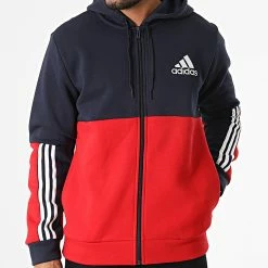 Nouveau 🔥 Sweat Zippé Capuche A Bandes HK2880 Rouge Bleu Marine Blanc de Adidas Performance 🤩 -Pas Cher adidas Magasin adidas 321512 HK2880 20220607T161220 05