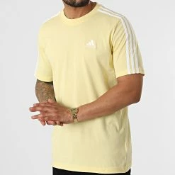 Le moins cher 👏 Tee 👚 Shirt 3 Stripes HL2250 Jaune de Adidas Performance 🧨 -Pas Cher adidas Magasin adidas 321520 HL2250 20220613T160737 05