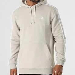 Sortie 🤩 Sweat Capuche A Bandes 3 Stripes HL2265 Beige de Adidas Performance 👏