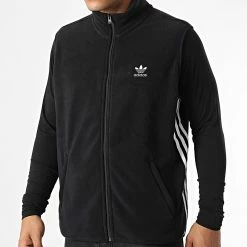 Coupon 🎁 Veste Zippée Sans Manches 3 Stripes HK7393 Noir de Adidas Originals ✔️