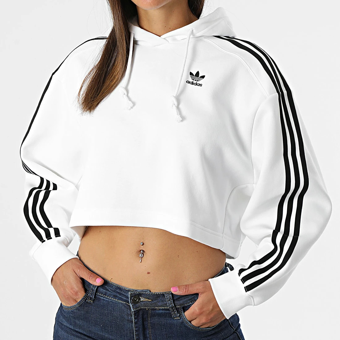 Nouveau 👍 Sweat Capuche Femme HN5884 Blanc de Adidas Originals ⭐ 3 Nouveau 👍 Sweat Capuche Femme HN5884 Blanc de Adidas Originals ⭐