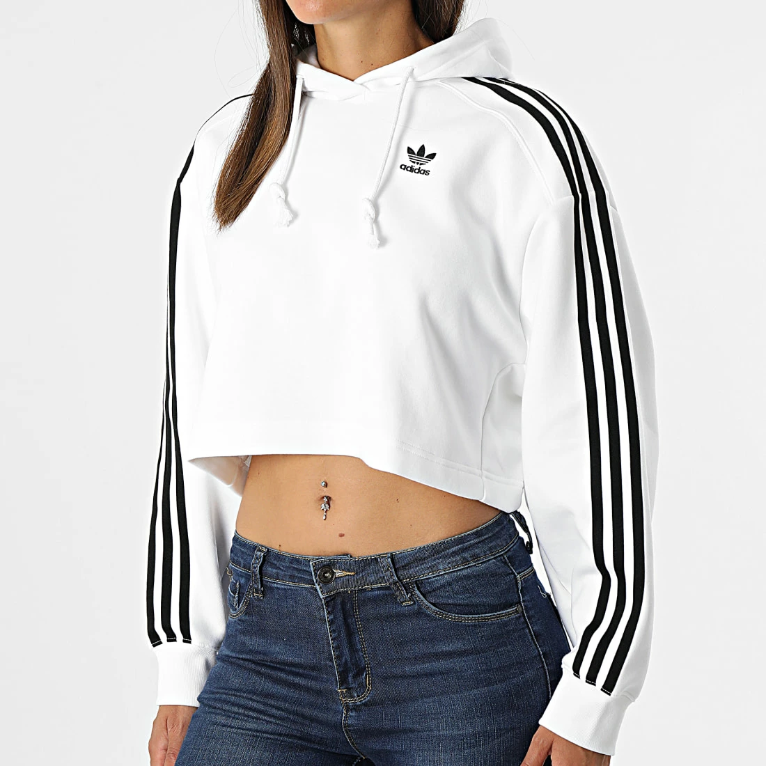 Nouveau 👍 Sweat Capuche Femme HN5884 Blanc de Adidas Originals ⭐ 5 Nouveau 👍 Sweat Capuche Femme HN5884 Blanc de Adidas Originals ⭐ – Image 3