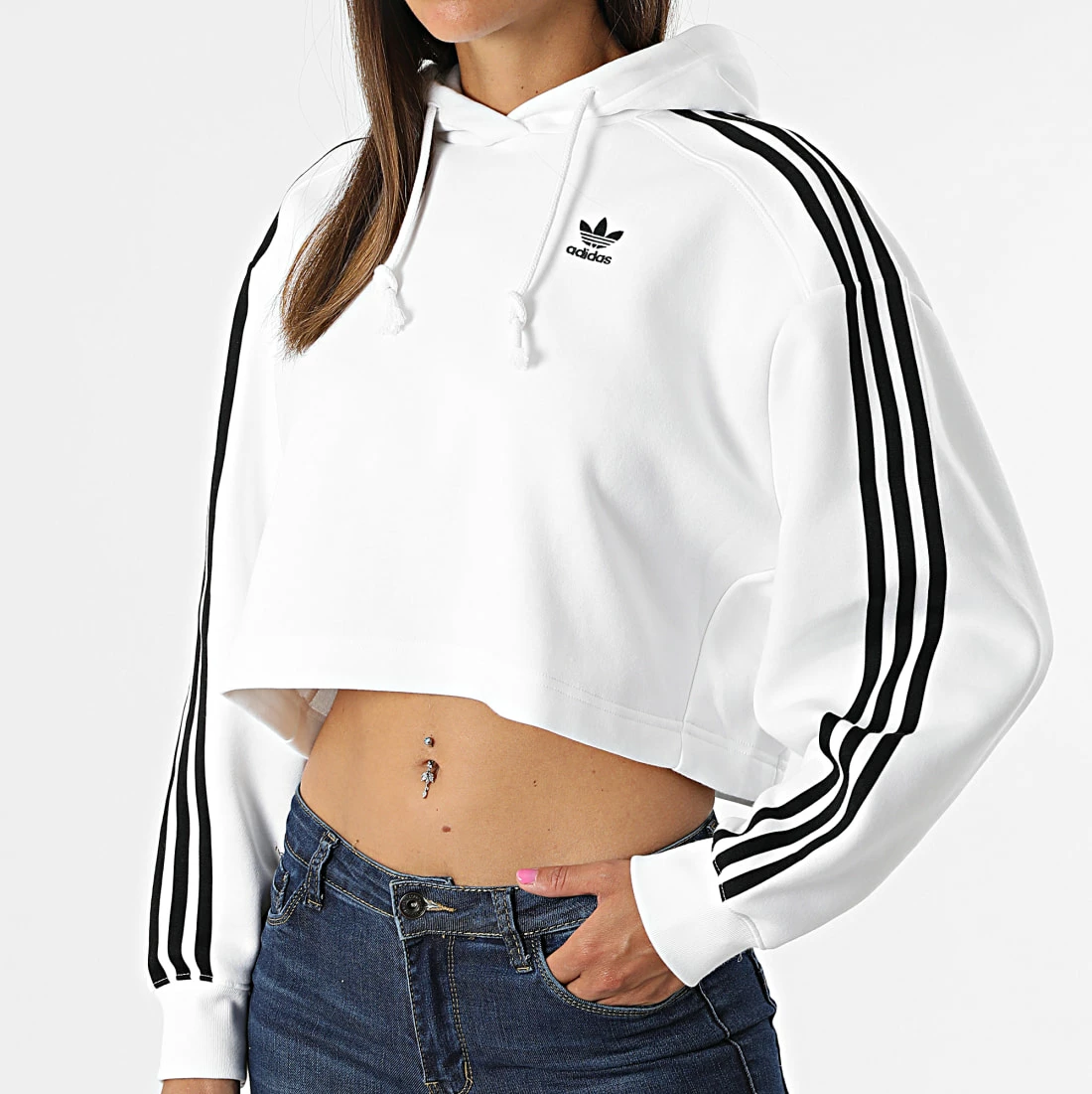 Nouveau 👍 Sweat Capuche Femme HN5884 Blanc de Adidas Originals ⭐ 7 Nouveau 👍 Sweat Capuche Femme HN5884 Blanc de Adidas Originals ⭐ – Image 5
