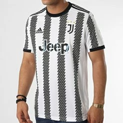 Vente flash 🔔 Tee 👚 Shirt A Bandes Juventus H38907 Blanc Noir de Adidas Performance 😉