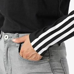 Coupon 🎁 Tee 👚 Shirt Manches Longues Femme 3 Stripes HF7261 Noir de Adidas Performance ✔️ -Pas Cher adidas Magasin adidas 323750 HF7261 20220719T141445 04