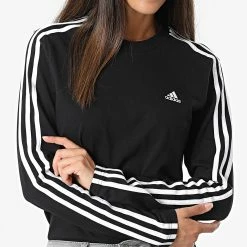 Coupon 🎁 Tee 👚 Shirt Manches Longues Femme 3 Stripes HF7261 Noir de Adidas Performance ✔️ -Pas Cher adidas Magasin adidas 323750 HF7261 20220719T141446 05