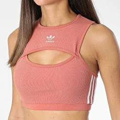 Grosses soldes 🎉 Débardeur Crop Femme HM2118 Rouge Brique de Adidas Originals 👏 -Pas Cher adidas Magasin adidas 323809 HM2118 20220630T140331 03